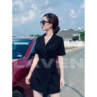 Jumpsuit cổ vest côt nơ - thời trang nữ