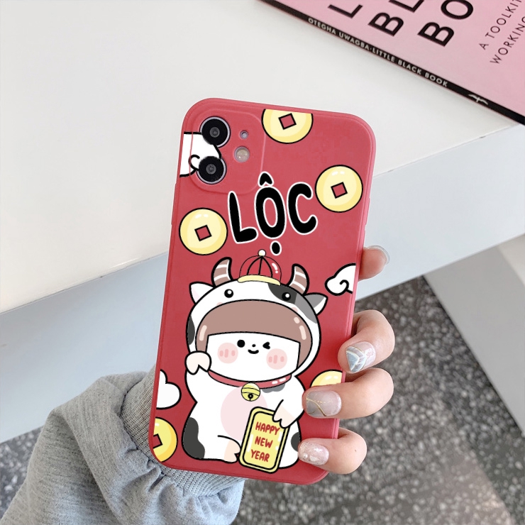Ốp lưng iphone vuông mèo bò năm mới 5s/6/6plus/6s/6splus/7/7plus/8/8plus/x/xr/xs/11/12/pro/max/plus/promax - Awifi M3-2 | BigBuy360 - bigbuy360.vn