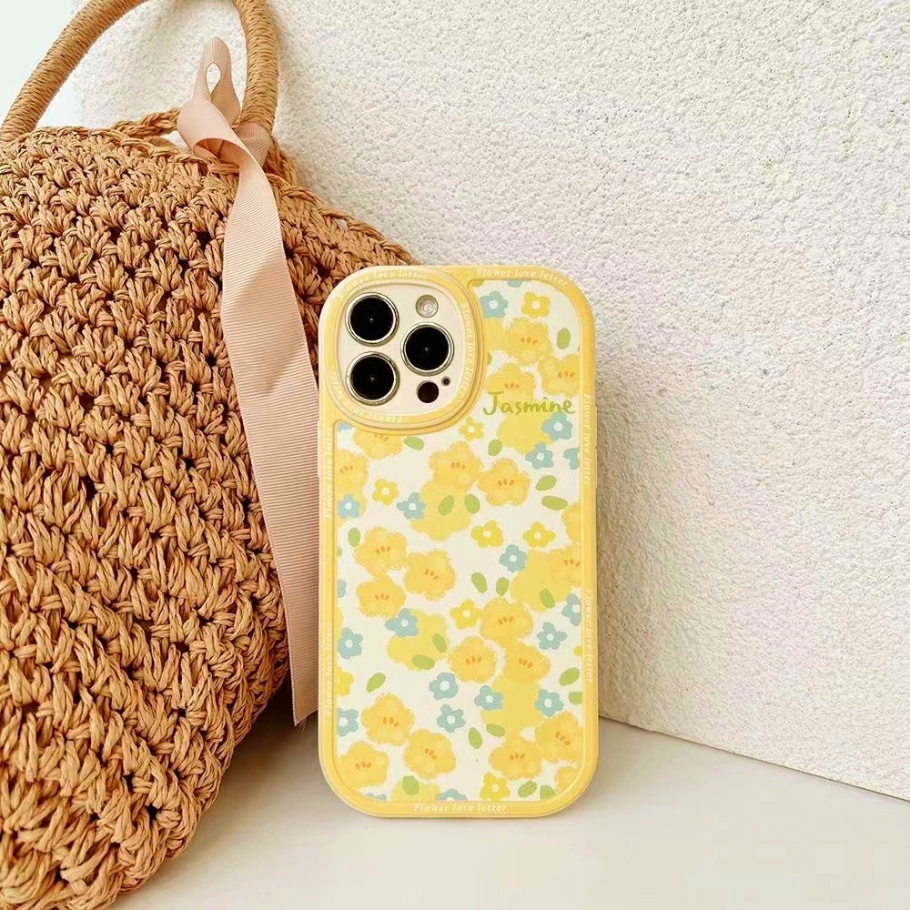 Lovely Fashion Yellow Floral Phone Case For Samsung A23 A33 A53 A73 M23 A03 A13 A03s A12 A22 A52 A52s S22 Plus Ultra S20 S21FE A72 A51 A71 A32 A50 A50s A30s A30 A20 A20s Soft Back Cover Silicone Protective Cover