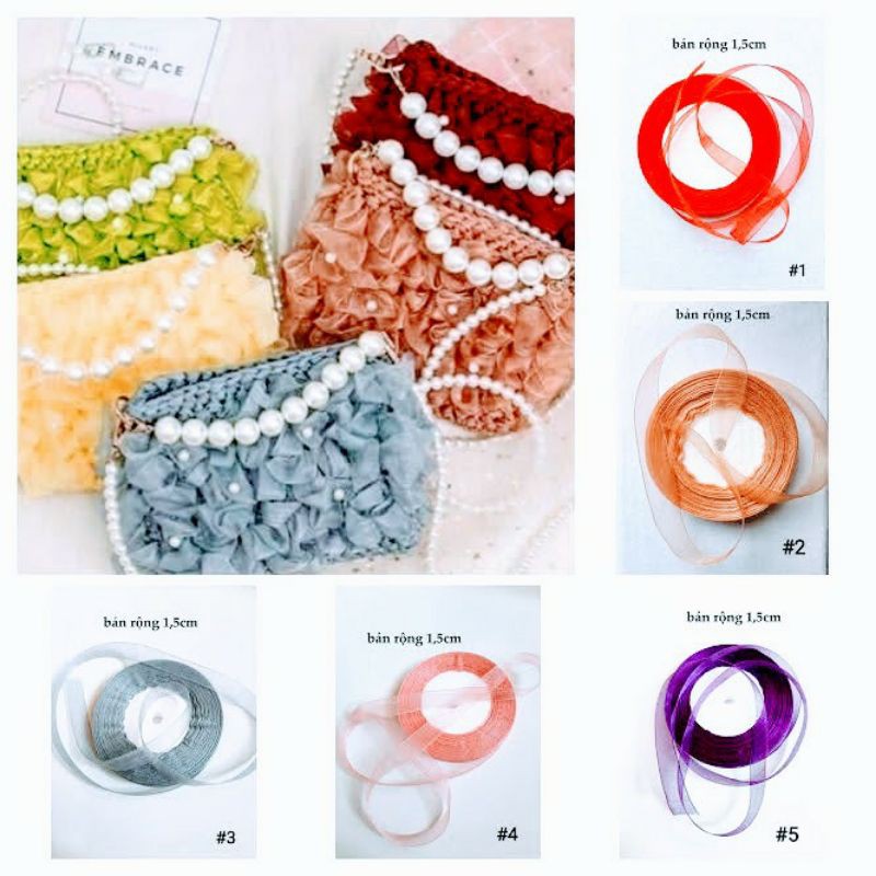 Phụ kiện làm túi ruy băng voan ( 1 cuộn bản 1.5cm)