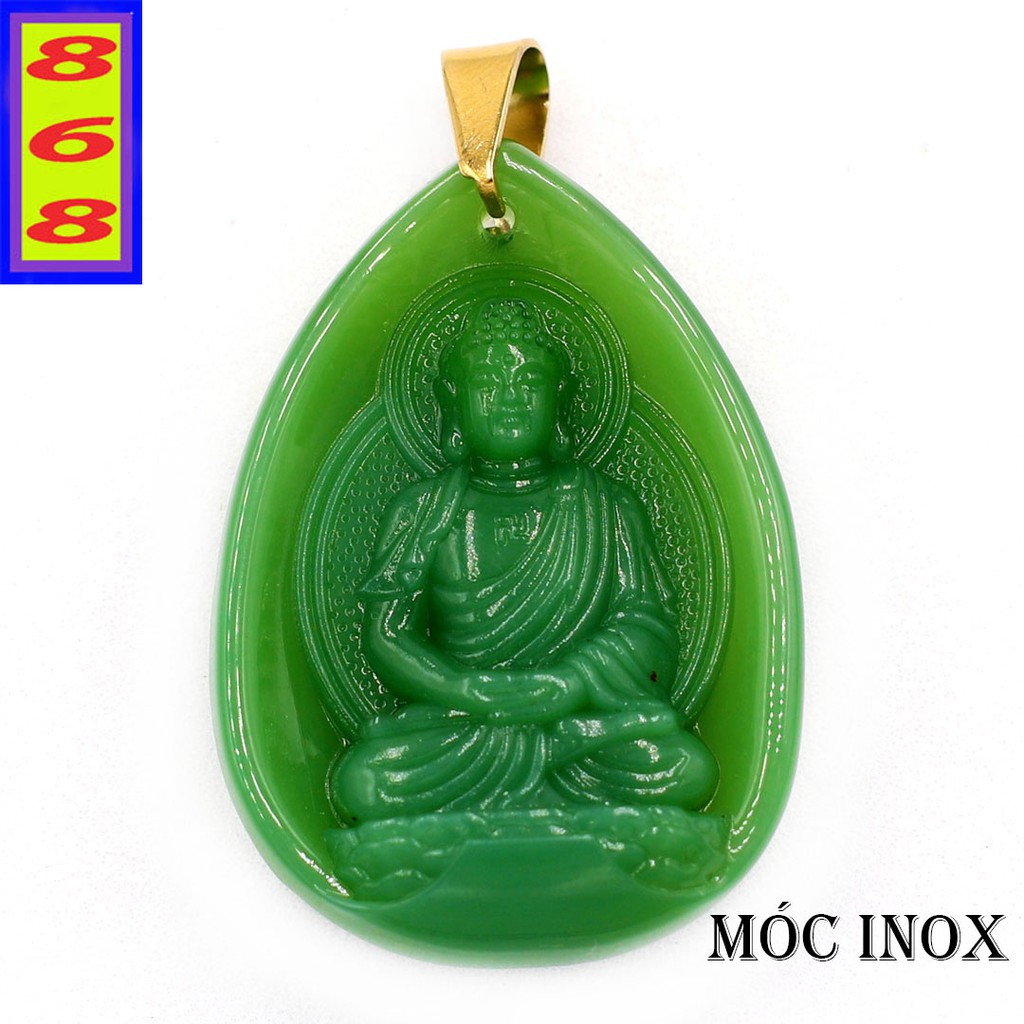 Mặt dây chuyền phật Dược Sư Như Lai xanh 4cm MDSXV9 - Vị Phật thầy thuốc - Tặng kèm móc inox
