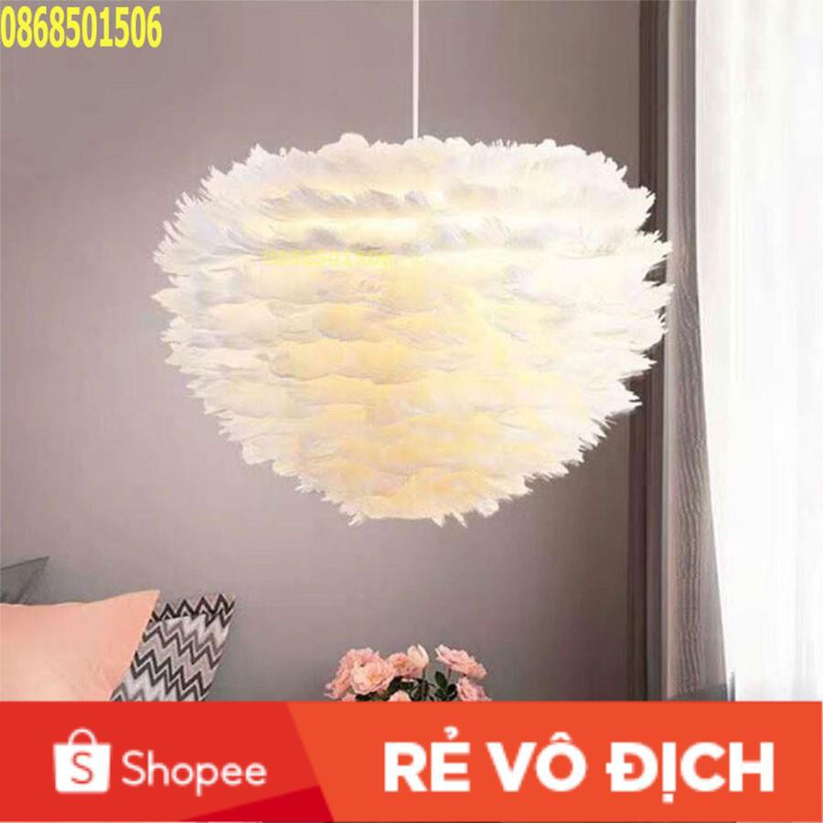 [FreeshipĐèn Chùm Mây lông Vũ Bắc ÂU Decor Lighting, đèn thả lông vũ ( Loại Cỡ Vừa 50cm) - SỬ DỤNG 3 ĐUI-TẶNG KÈM 3 BÓNG