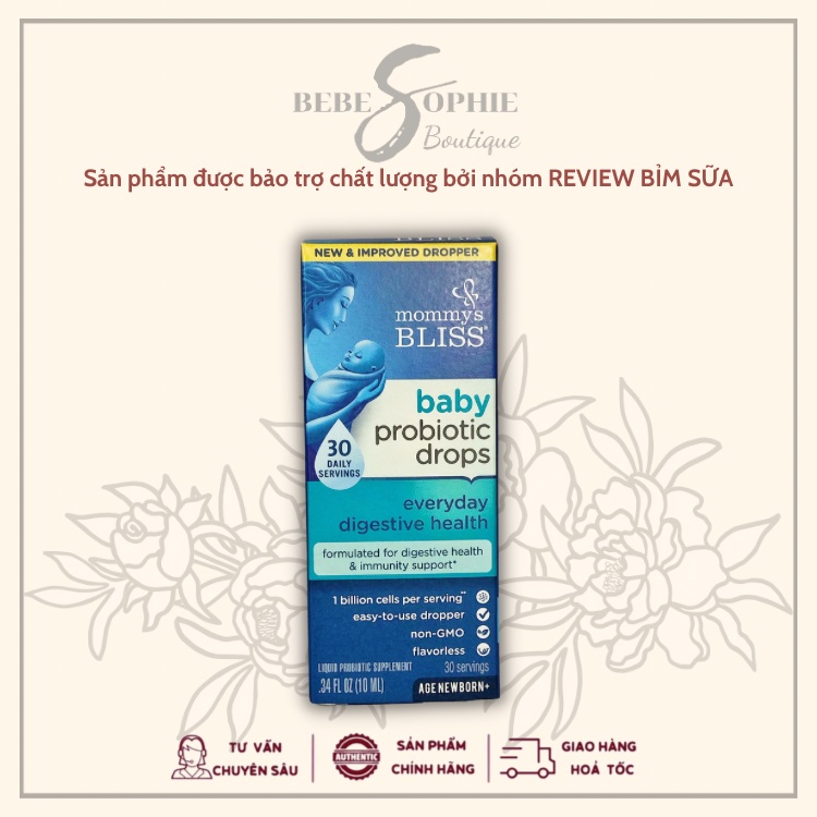 Chính hãng - MEN VI SINH HỮU CƠ MOMMY’S BLISS BABY PROBIOTIC DROPS 10ML