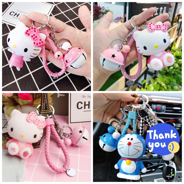 MÓC KHÓA CHUÔNG HELLO KITTY & DORAEMON