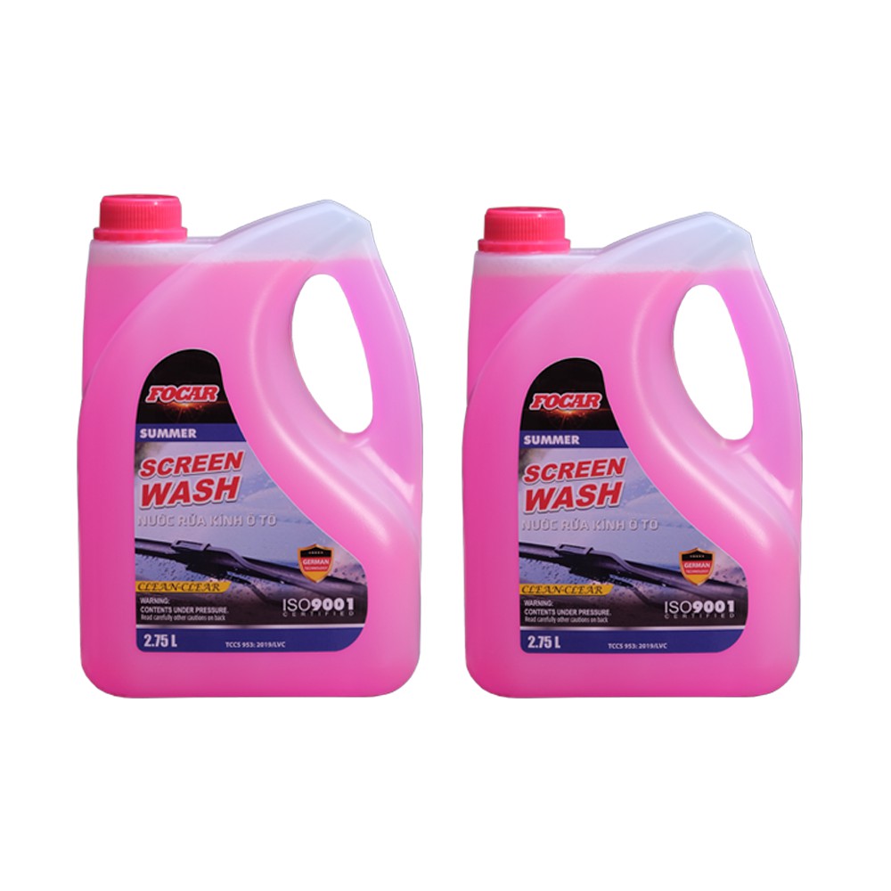 Nước rửa kính ô tô FOCAR Summer Screen Wash màu hồng can 2,75L (Số lượng 2)