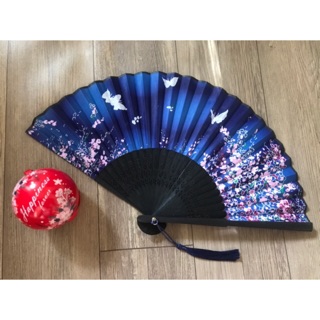 (Mẫu sẵn) Quạt HOA ANH ĐÀO gấp nếp size cầm tay