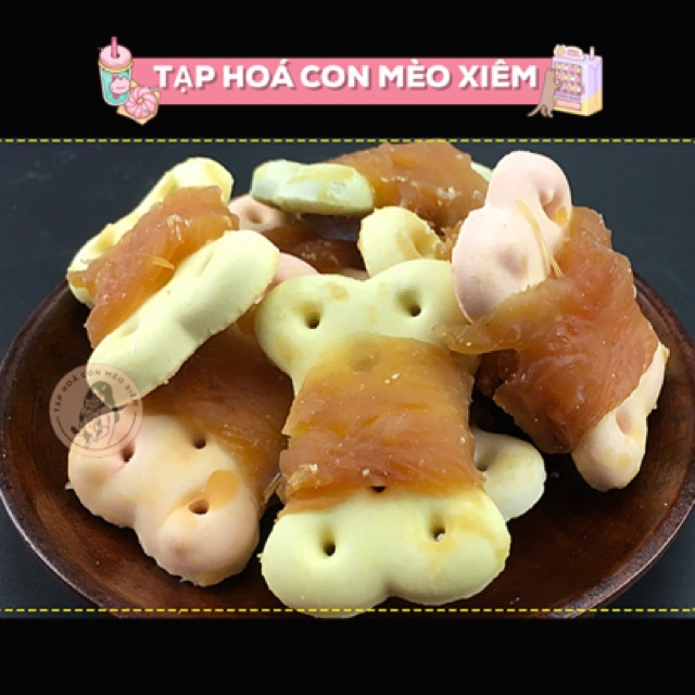 Bánh thưởng cho chó thịt gà bọc bánh quy Karamo 100g, thức ăn snack vặt huấn luyện sạch răng cún Con Mèo Xiêm