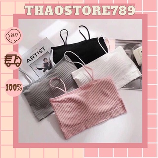 Áo bra nữ cotton gân tăm có mút ngực co giãn 4 chiều