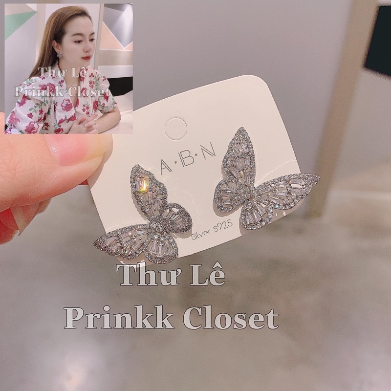 Sét Vòng Cổ &amp; Bông Tai Mặt Bướm,Bạc 925 , bộ trang sức vòng cổ &amp; bông tai bạc 925 thời trang - Hari Korea Accessories