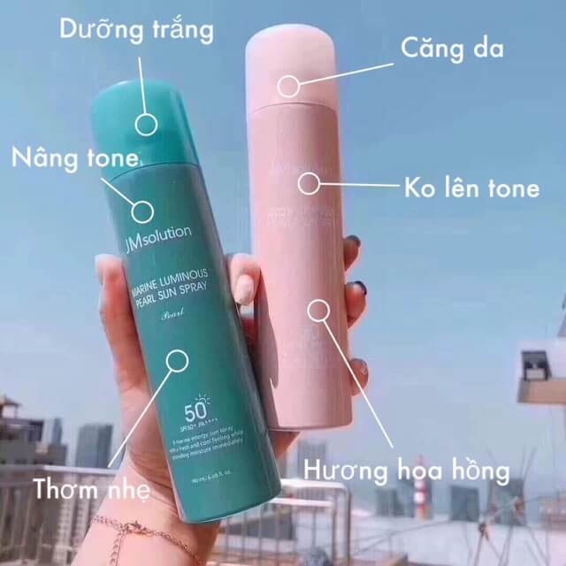 Xịt chống nắng toàn thân JM Solution (màu hồng +màu xanh)