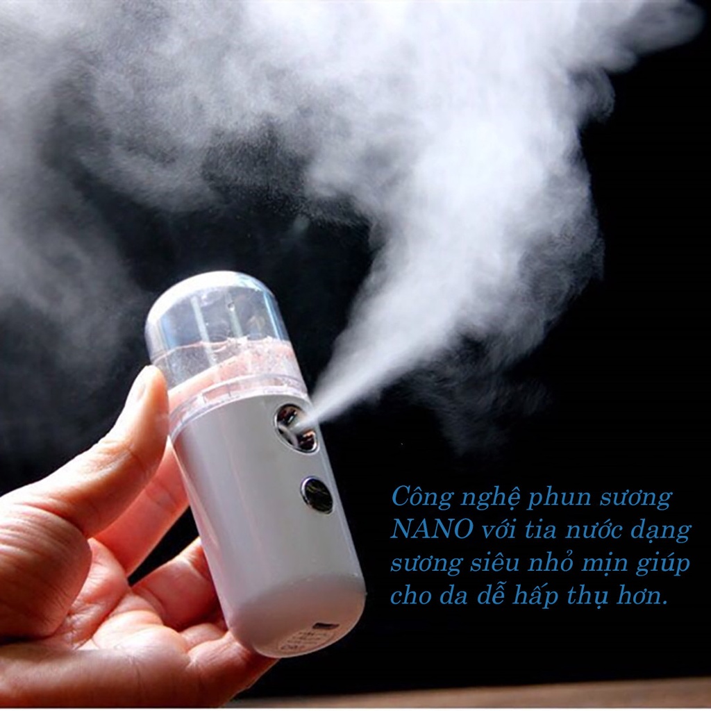 Máy xông mặt phun sương - xịt khoáng nano mini cầm tay kháng khuẩn giữ ẩm da tiện lợi Golmon