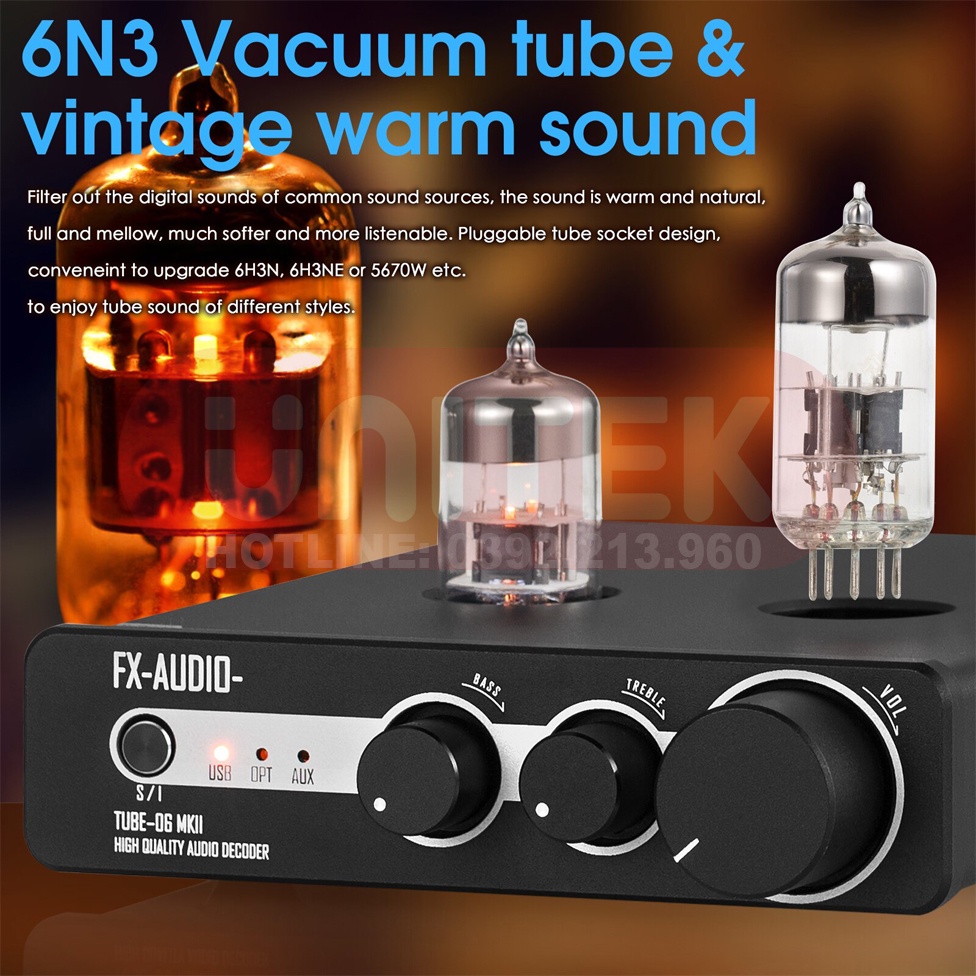 Bộ Ampli Đèn 6N3 Preamplifier Đèn, Chỉnh Bass-Treble FX-Audio TUBE-06 MKII - Hàng Chính Hãng