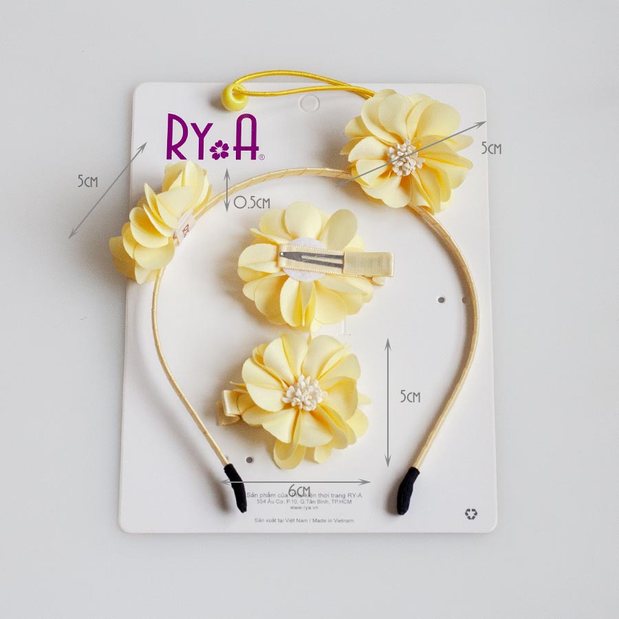 Bộ cài kẹp tóc cho bé hoa vải lụa RYA 351613
