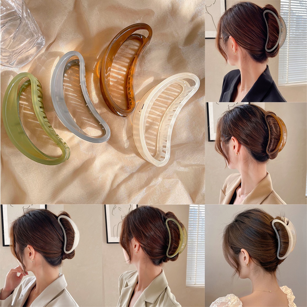 Kẹp Tóc Hình Bán Nguyệt Màu Thạch Phong Cách Hàn Quốc