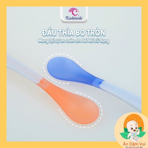Thìa muỗng báo nóng Kichi lachi cho bé tập ăn cháo, ăn dặm, đầu mềm dễ xúc SAMI KIDS