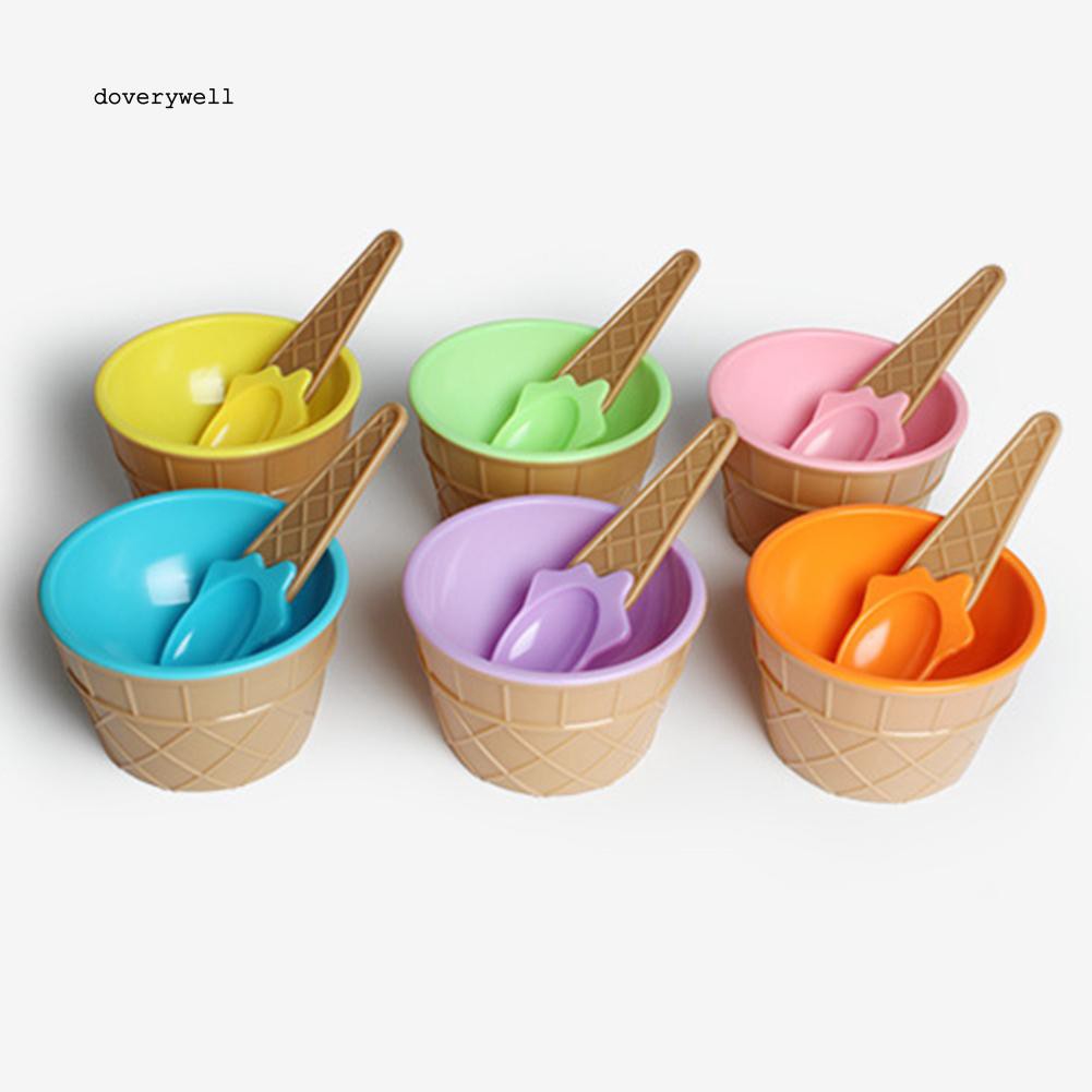 Bộ chén nhựa kèm muỗng hình kem sáng tạo cho bé