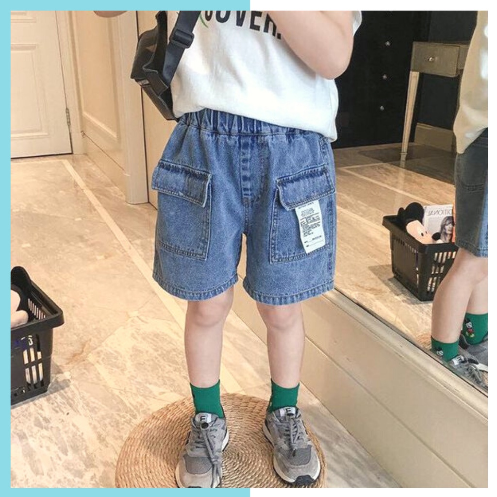 Quần short jean túi hộp cho bé trai - Little Maven Official Store
