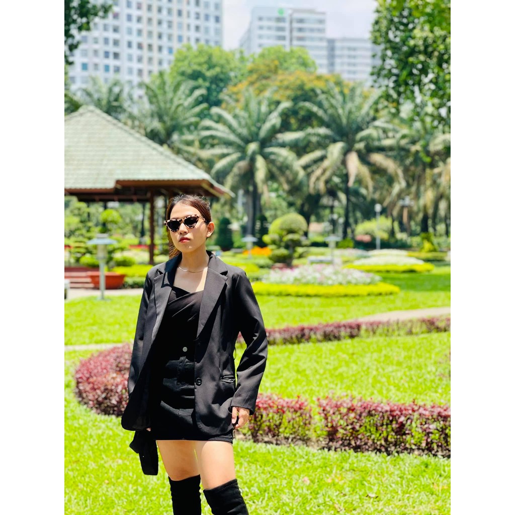 Áo vest - Blazer nữ 2 lớp có dây thắc lưng cùng tone cực xinh - Halo Evy