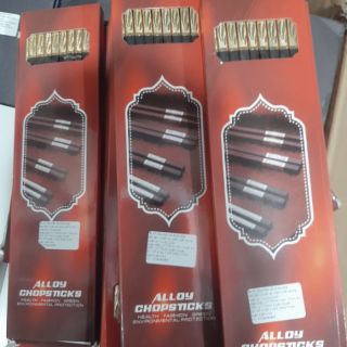 Đũa khảm vàng dài  kiểu Hàn quốc(loại khảm dài 5cm) I Set 5 đôi đũa khảm vàng