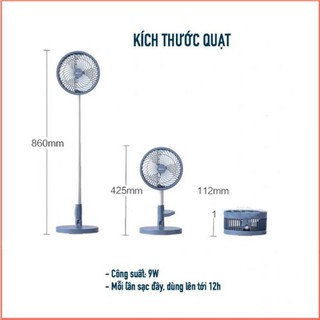Quạt mini sạc usb có thể kéo cao hoặc gấp nhỏ gọn treo tường chính hãng bear- bảo hành 1 năm
