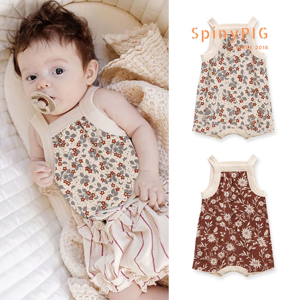 Bộ body 2 dây cho bé 0-2 tuổi style Hàn Quốc chất liệu cotton hoạ tiết hoa bi cực xinh