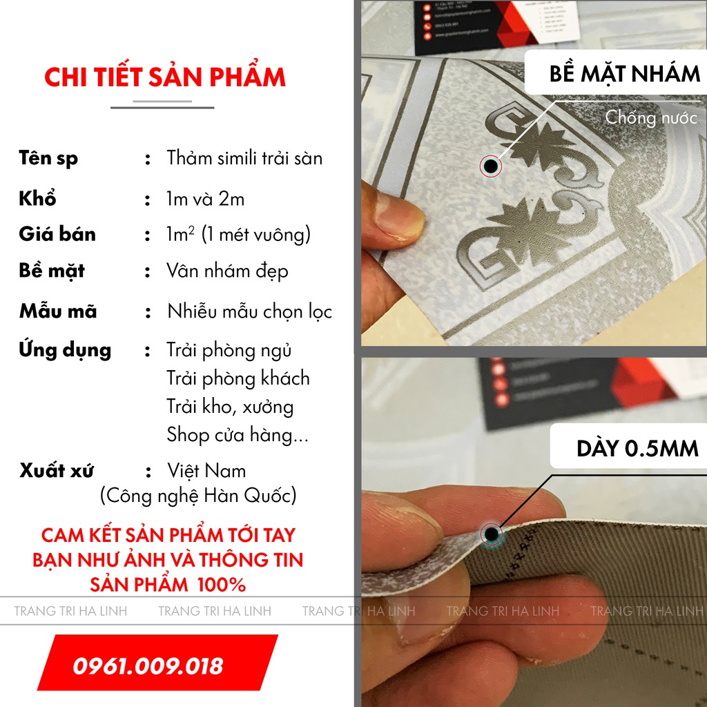 Thảm trải sàn simili , pvc dán sàn giả gỗ bề mặt nhám dày 0.5mm lót sàn phòng khách, phòng ngủ