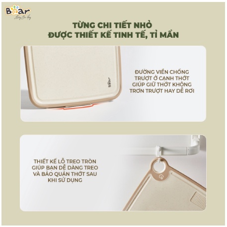 Thớt Bear cao cấp, kháng khuẩn, chất liệu nhựa PP cao cấp và an toàn Bear CX-E0023, thiết kế tinh tế chống trượt