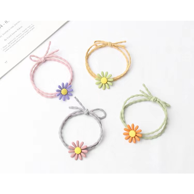 Dây Cột Tóc Cao Su Co Giãn Đính Hoa Cúc Nhỏ Xinh