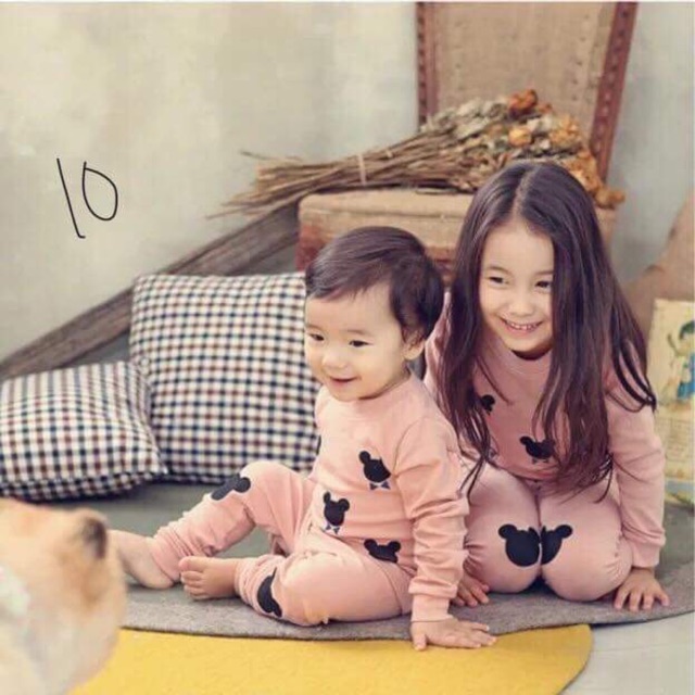 Bộ cotton hàn bé trai bé gái combo