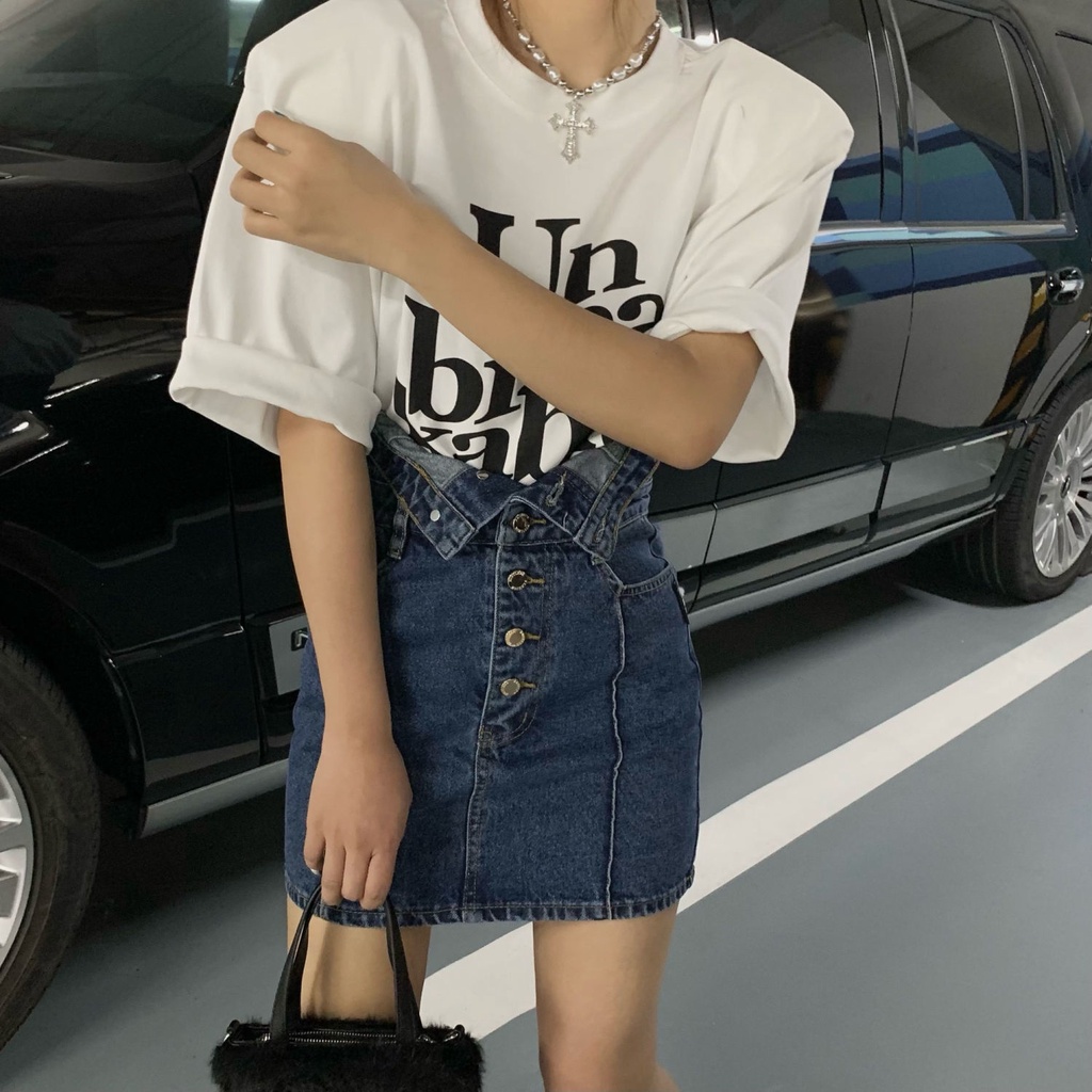 Jiashucheng Chân Váy Jean Ngắn Lưng Cao Dáng Ôm Phong Cách Retro Thời Trang Mùa Hè Cho Nữ