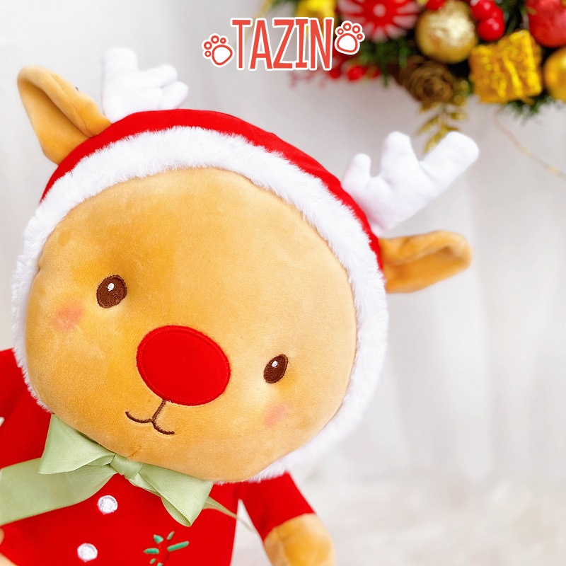 Gấu bông tuần lộc giáng sinh noel mũi đỏ cutte cho bé cao cấp TAZIN