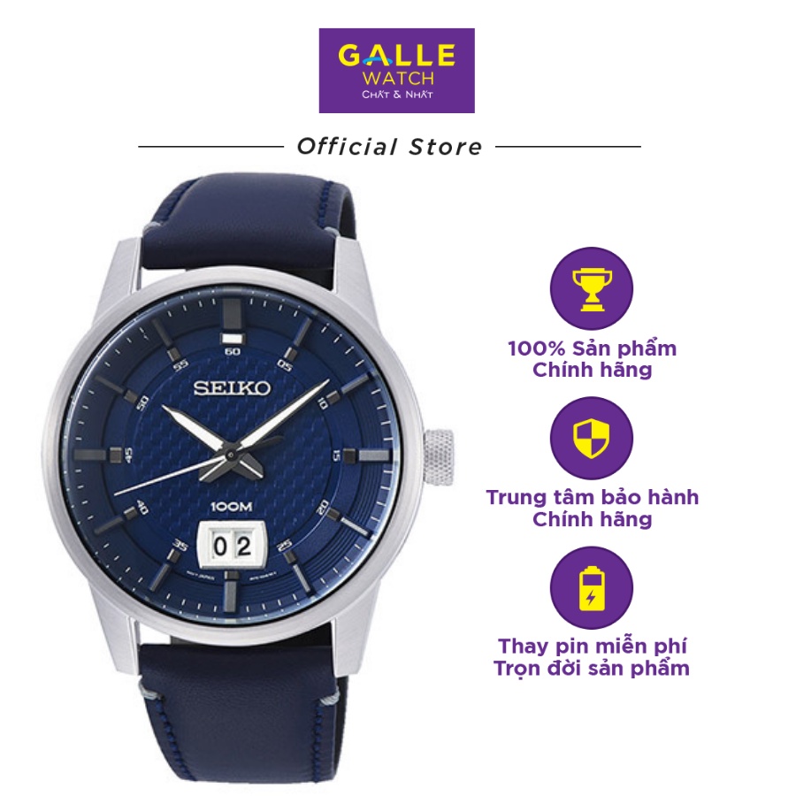 Đồng hồ nam Seiko SUR287P1 mặt kính Hardlex chống xước, chống nước 10 ATM. dây da thời trang cao cấp chính hãng Nhật Bản