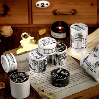 Băng Keo Dán Trang Trí Họa Tiết Màu Trắng Đen Phong Cách Retro Nghệ Thuật DIY 12 Kiểu Dáng Lựa Chọn