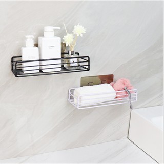 Giá để đồ nhà tắm kim loại bền đẹp, kệ hình chữ nhật đựng đồ đa năng không cần khoan tường siêu tiện dụng