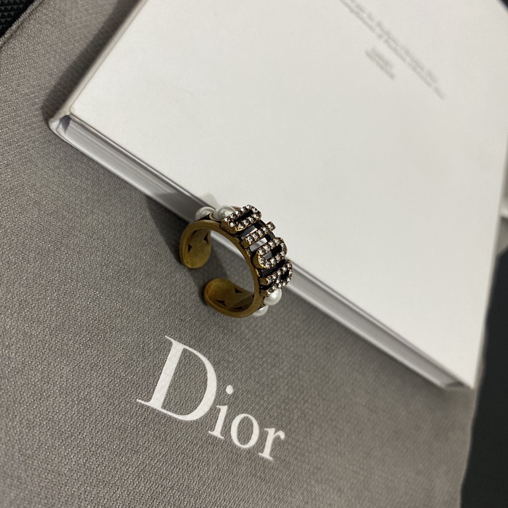 Nhẫn Đeo Tay Dior Xi Mạ Vàng / Bạc 925 Có Chữ Phong Cách Hàn Quốc Cho Nữ