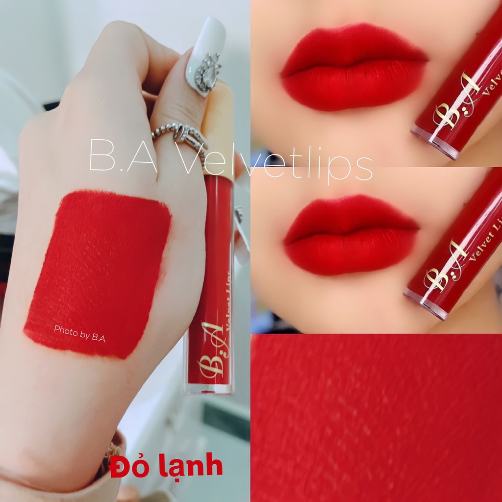[02 Đỏ Lạnh] Son Kem Lì Nắp Vàng Cao Cấp B.A Màu Đỏ Lạnh | BigBuy360 - bigbuy360.vn