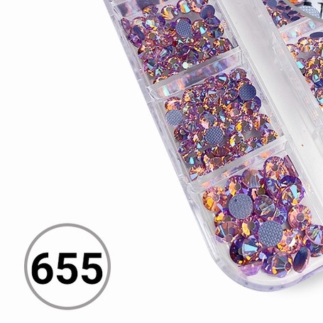 Đá Chân Lưới Nail 12 Khía Light Rose Tím Hồng Ab Đính Móng ANGELICA 655