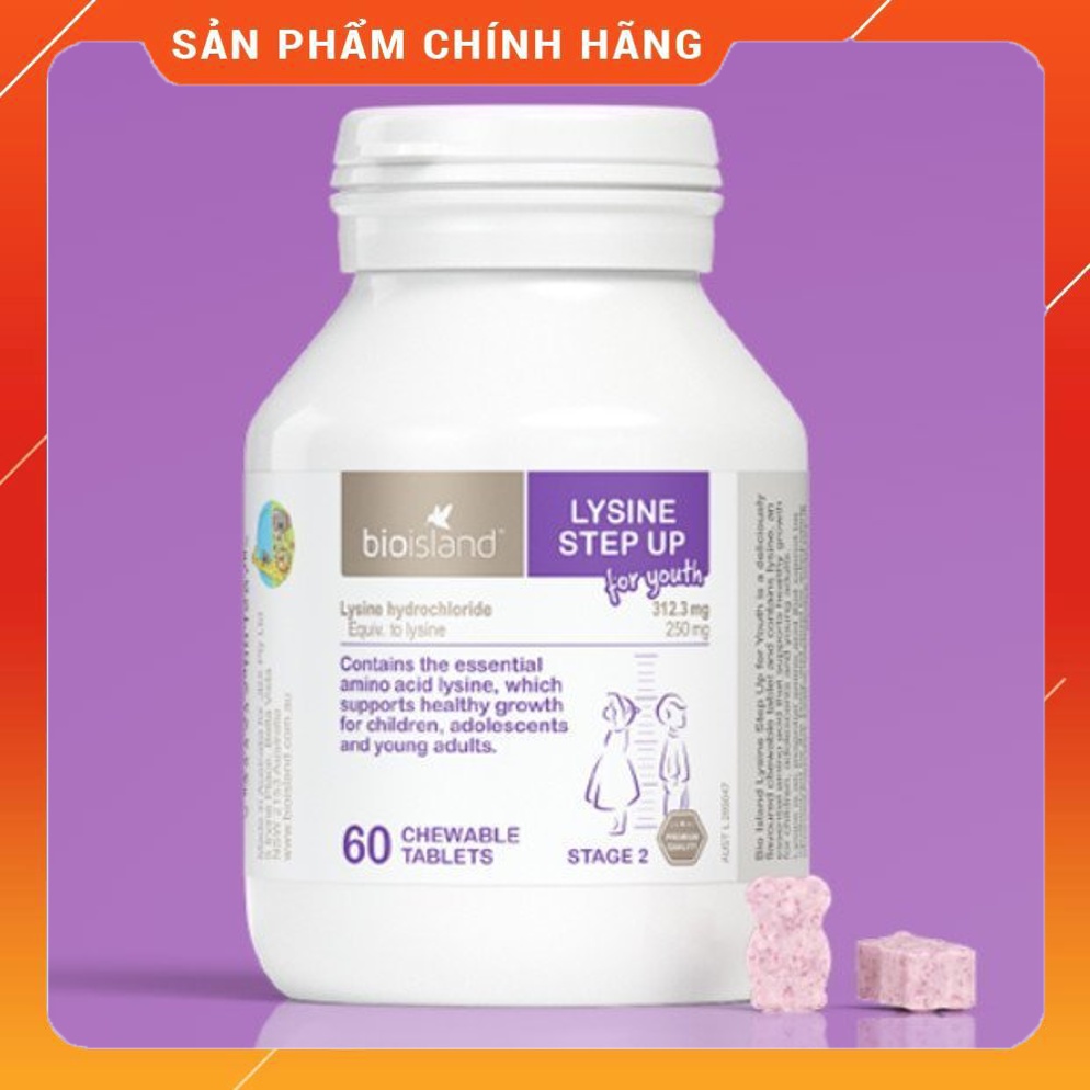 Viên uống tăng chiều cao Lysyne Step Up For Youth Bioisland Úc, hãng chính hãng có BILL Chemist