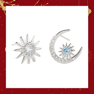 Khuyên Tai Bạc Nữ Thời Trang Hình Mặt Trăng và Ngôi sao S047- Trang Sức Bạc ButterBear Jewellery Bông Tai Đi Tiệc