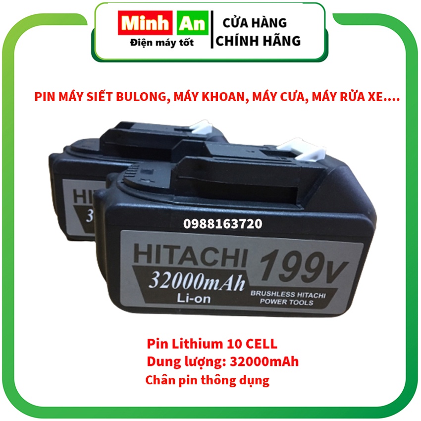 Pin máy cưa, máy siết bu lông, máy khoan, máy rửa xe HITACHI pin 10cell 32000 mAh bảo hành 6 tháng