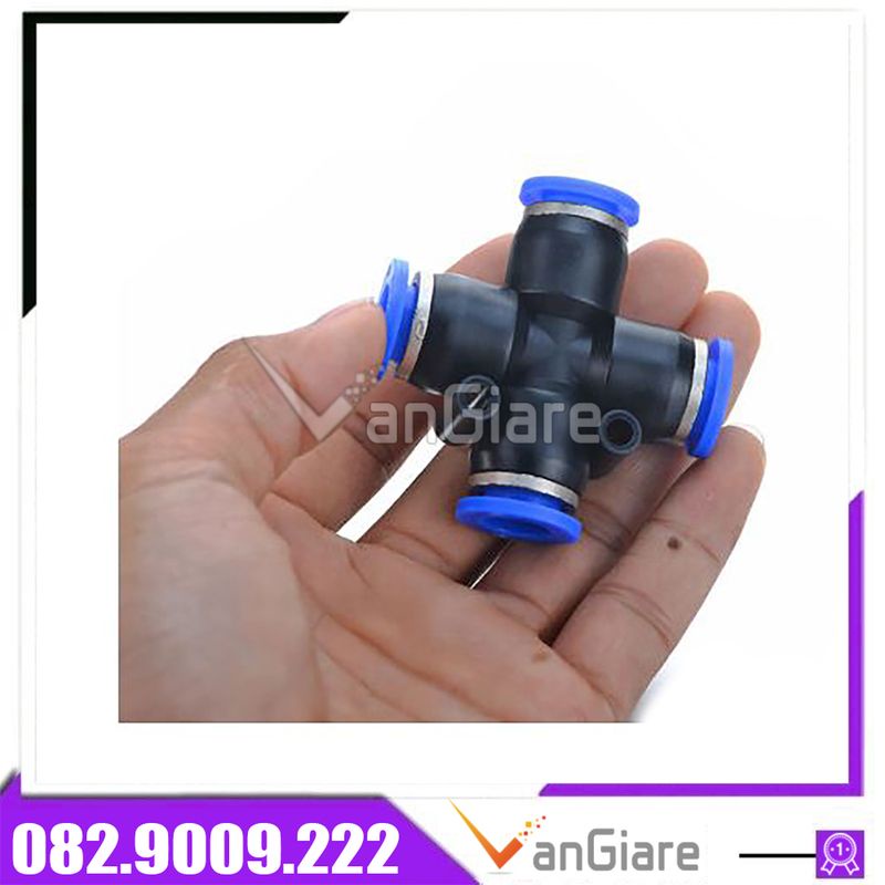 Nối chữ thập chia 4 ngã khí nén PZA ống 4mm 6mm 8mm 10mm 12mm