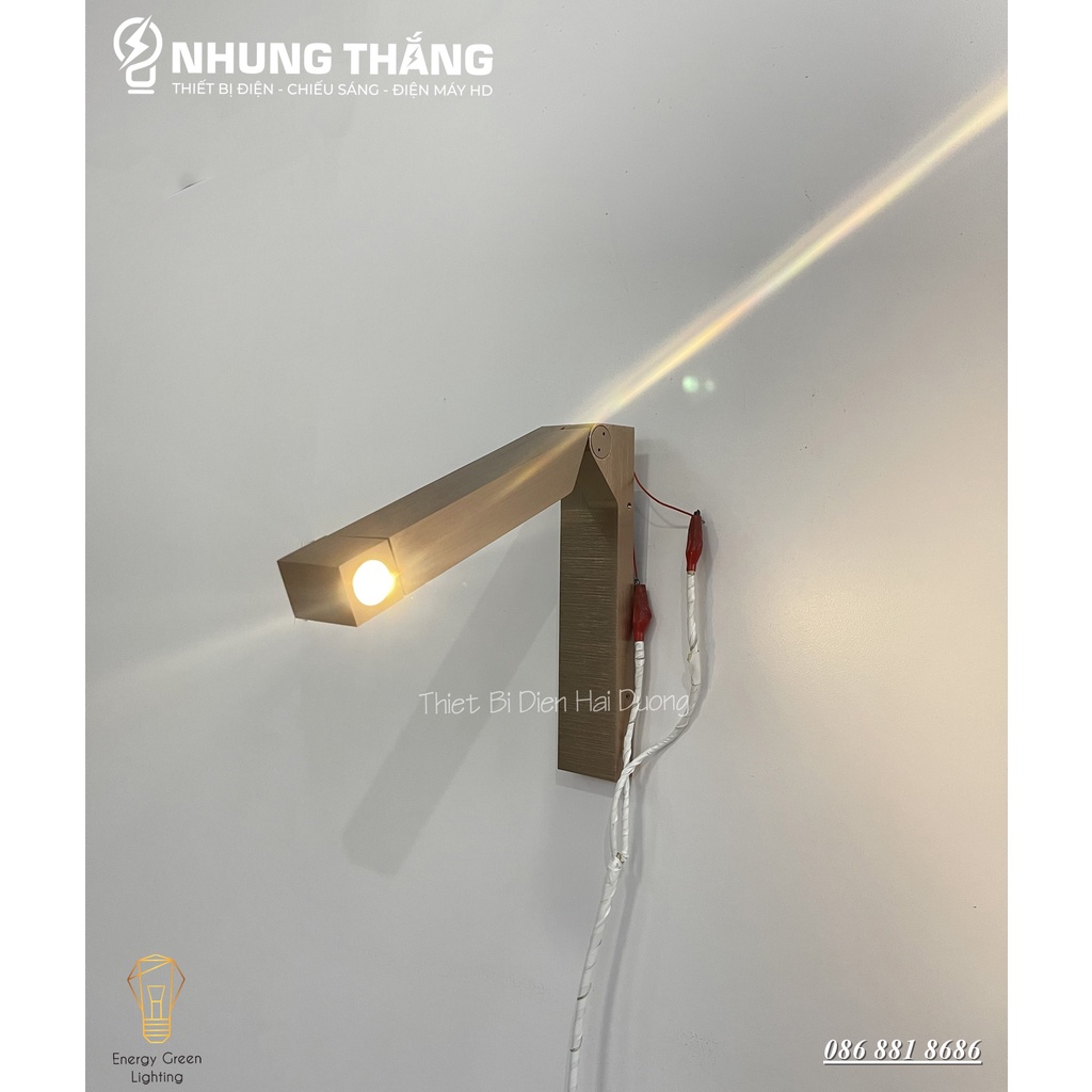 Đèn Led Đọc Sách Chiếu Điểm Đầu giường DT-1089 - Thân Nhôm Cao Cấp - Điều Chỉnh Được Góc Chiếu - Ánh Sáng Vàng