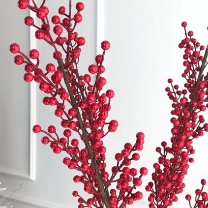 Cành Đào Đông Cherry Giả Cao Cấp Merber  Loại 12 Nhánh, Có Lá, Cụm Nhánh - Cánh Khô Decor Trang Trí Nhà