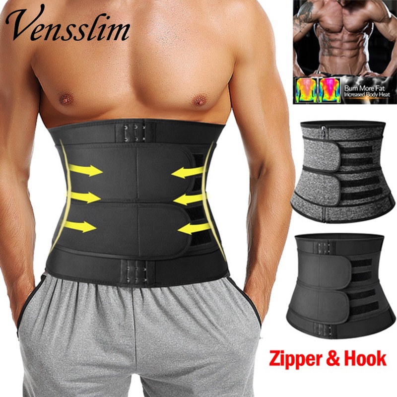 Vensslim Nam Neoprene Xông Hơi Tập Luyện Eo Huấn Luyện Corset Tông Đơ Đai Giảm Cân Mồ Hôi Bụng Corset Dây Đôi Shapewear