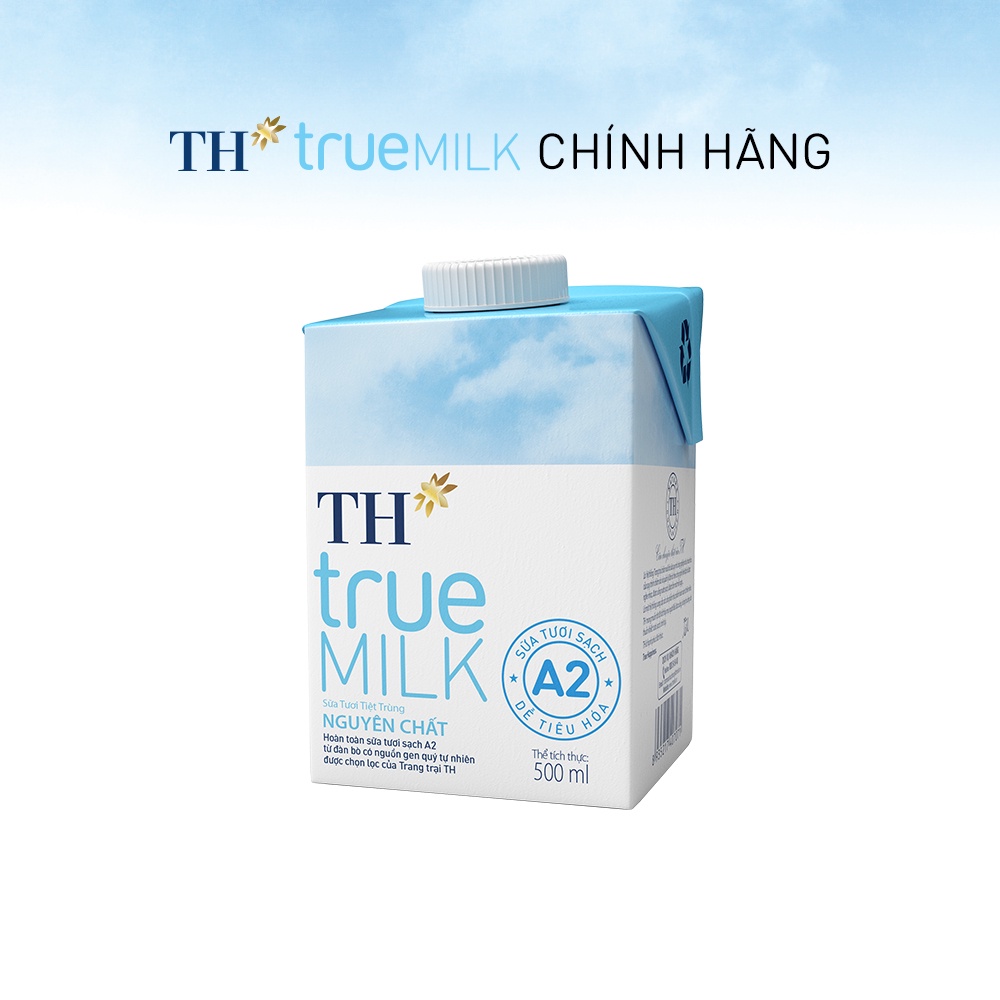 Thùng 12 hộp sữa tươi tiệt trùng nguyên chất TH True Milk A2 500ml (500ml x 12)