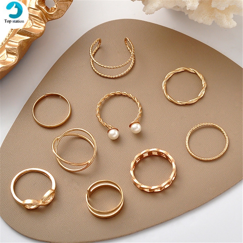Set 9 Nhẫn Đeo Khớp Ngón Tay Thời Trang Cho Nữ