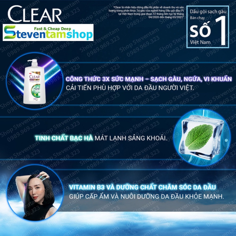 Dầu gội CLEAR bạc hà 1400g