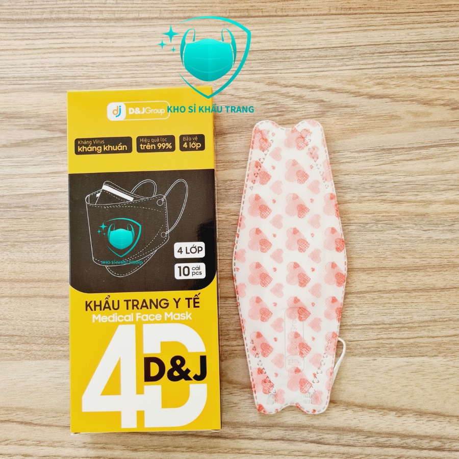 [Giá Sỉ] Khẩu trang y tế 4D họa tiết D&amp;J siêu đẹp hộp 10 cái