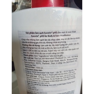 Sữa tắm cho da nhạy cảm Eucerin pH5 1000ml