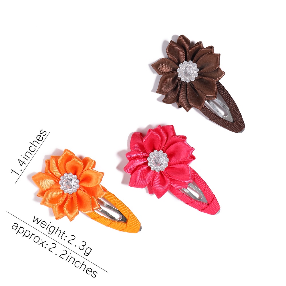 RainBow Bows Set 10 Kẹp Tóc Đính Đá Màu Trơn Thời Trang Cho Bé Gái